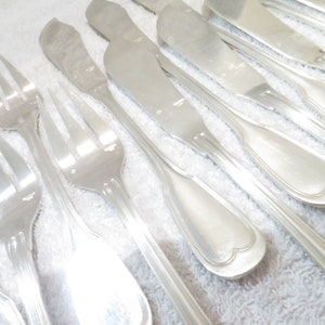 12 silver metal fish cutlery model with nets goldsmith Argental Vintage French silver-plated 24p fish cutlery set