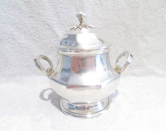 Beau sucrier argent 950 Minerve style Louis XIV orfèvre Henrio Lapparra Gorgeous early 20th c French 950 silver large sugar bowl