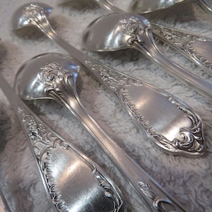 12 silver-plated coffee spoons art nouveau style goldsmith Ercuis model iris 1900 French silver-plated coffee spoons 14.7cm