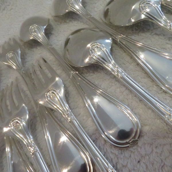 6 couverts de table argent 950 Minerve style Louis XVI orfèvre EC (early 20th french 950 silver 12p dinner cutlery set)