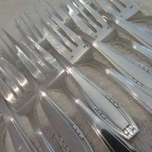 12 silver metal cake forks art deco art goldsmith Apollo (French silver-plated pastry cake forks)