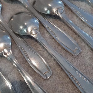 11 silver-plated coffee spoons, art deco style, goldsmith Ercuis, wheat ear decoration, 1940s, French silver-plated coffee spoons, 13.9 cm