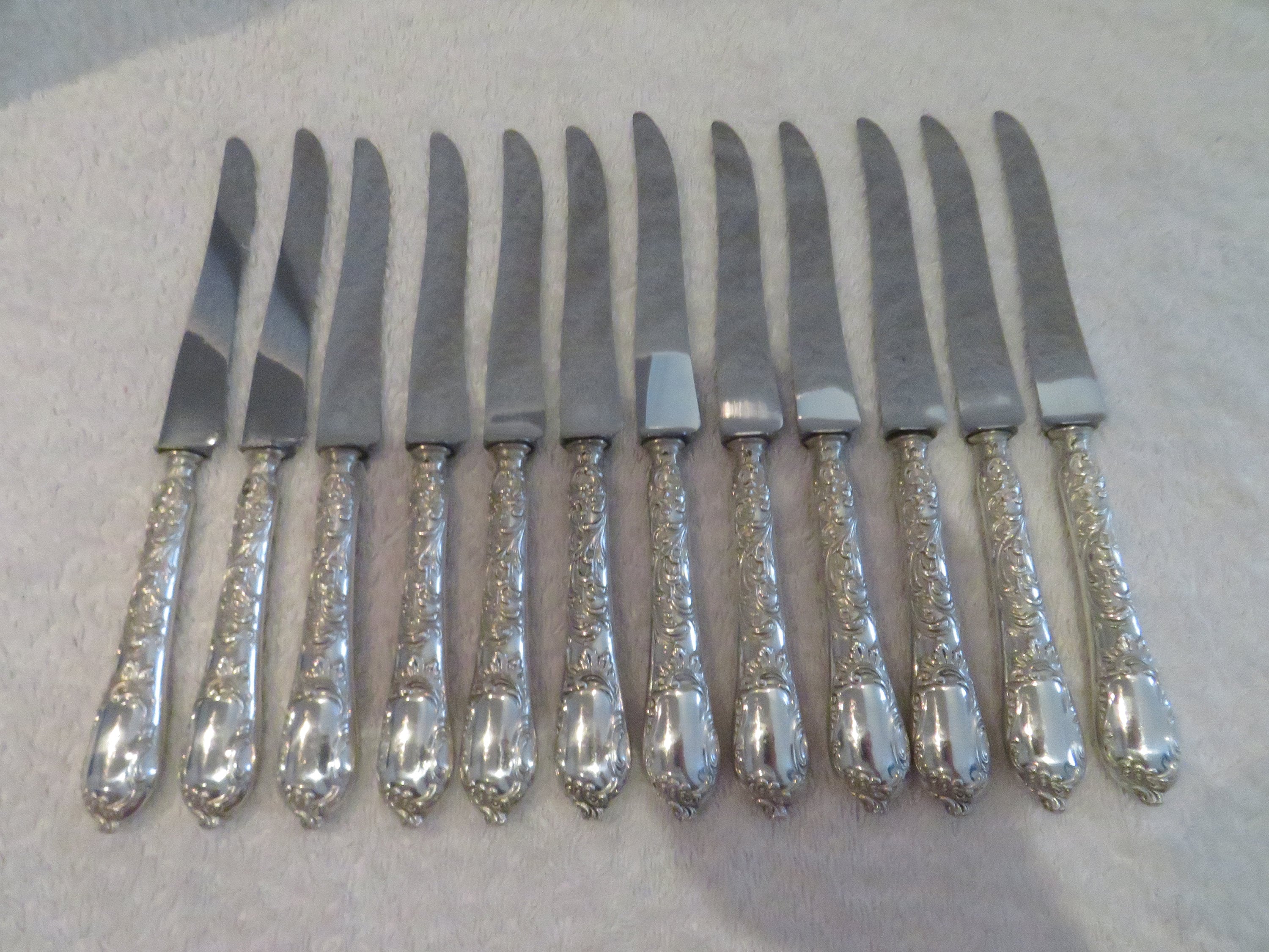 6 Couteaux A Fruit Dessert Entremet Lame Argent Massif Poincon Minerve Knife 09 Ingy