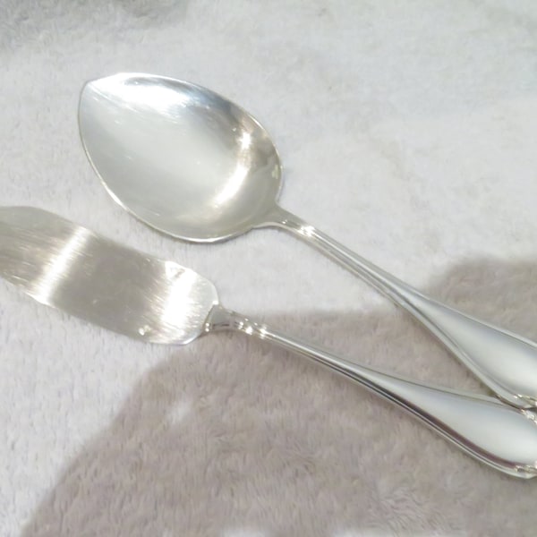 Couvert à servir la glace métal argenté style Louis XV orfèvre Alfenide modèle Pompadour Vintage French silver-plated ice cream serving set