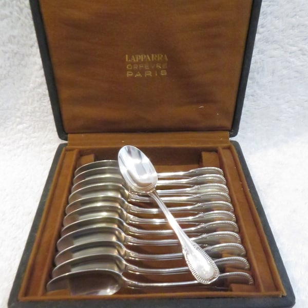 12 cuillères à moka argent 950 Minerve style Louis XIV modèle Godrons orfèvre H Lapparra early 20th c French 950 silver demi tasse spoons