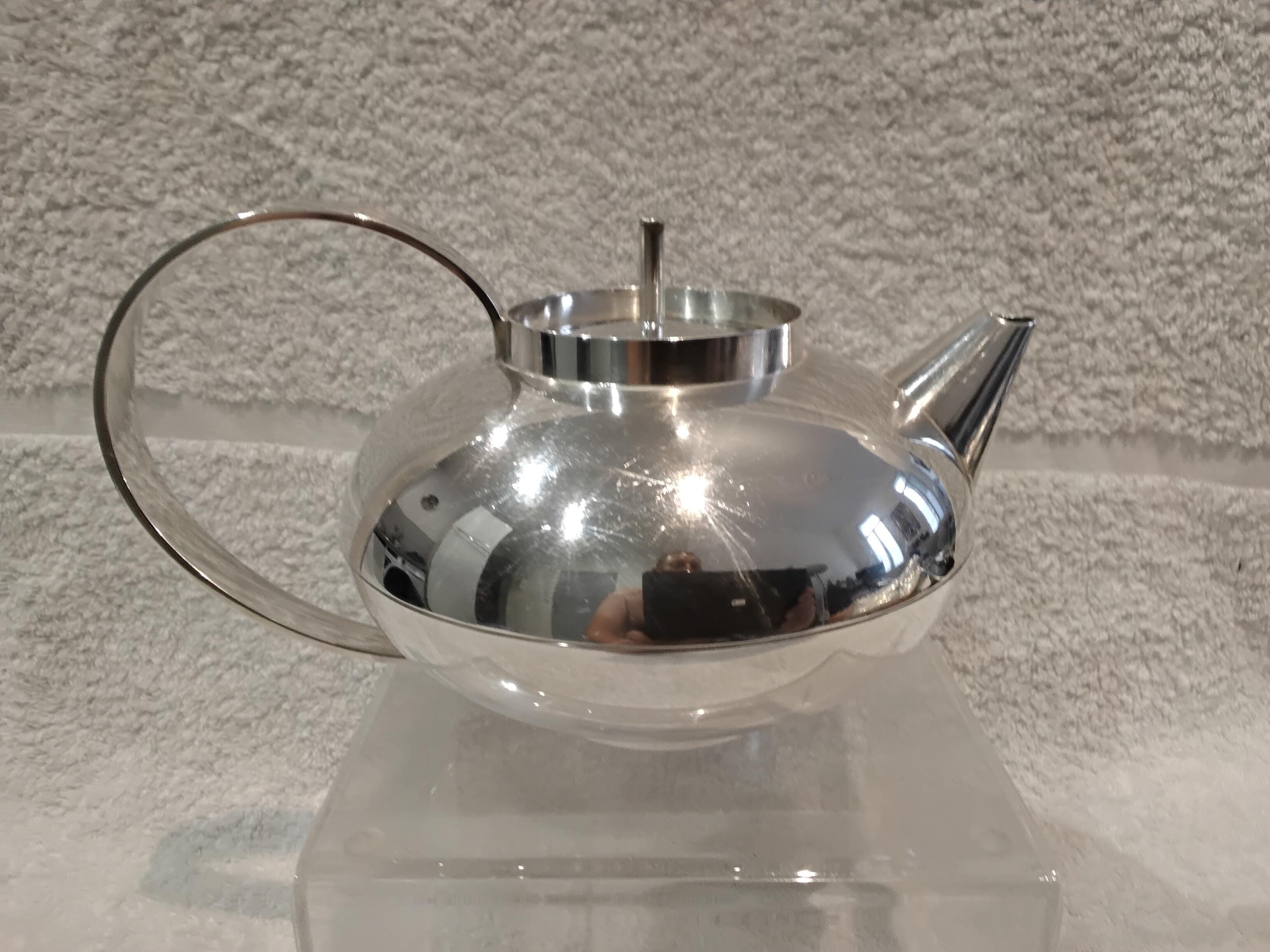 Lino Sabattini 1980年代 ステンレス 花器直筆サイン入