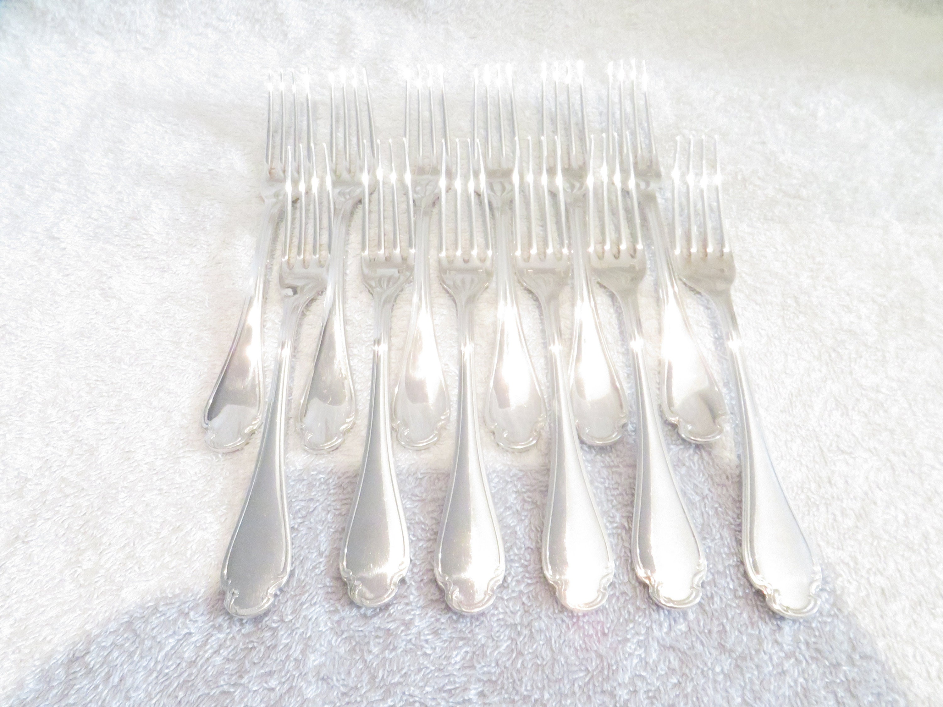 12 銀メッキ デザート フォーク ルイ 15 世スタイルの金細工師