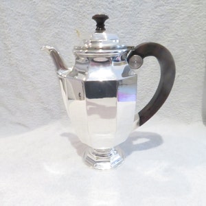 Cafetière métal argenté style art deco orfèvre Christofle 1930 French silver-plated coffee pot 0,8L