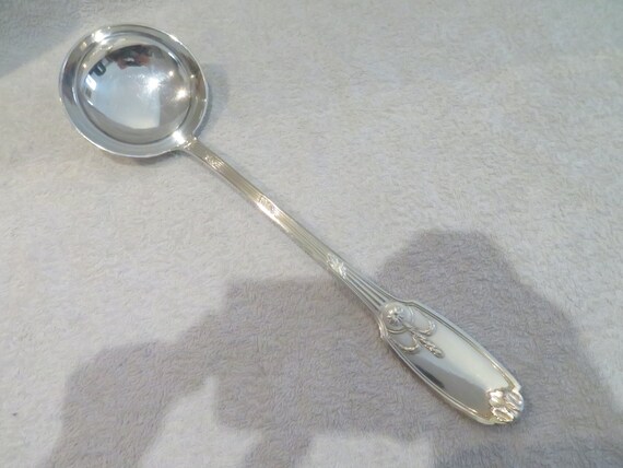 Louche à potage métal argenté orfèvre Christofle modèle America Vintage 1980 French silver-plated soup ladle 32,3cm - France