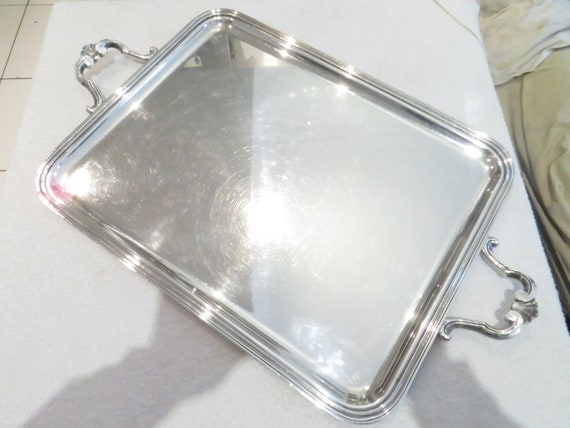 Large Silver Metal Tea Tray Goldsmith Christofle Model Marly