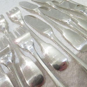 6 silver plated fish cutlery set goldsmith Christofle model Cluny Vintage French silver-plated 12p fish cutlery set