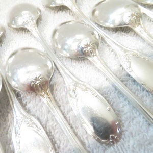 10 silver metal tea spoons Louis XVI style goldsmith Alfenide Early 20th c French silver-plated tea spoons 12.6cm