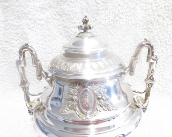 Superbe sucrier argent 950 Minerve style Louis XVI armoirie alliance couronne Marquis orfèvre Harleux 1890 French 950 silver sugar bowl