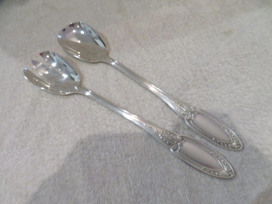 Service a salade métal argenté orfèvre Ercuis modèle Louis XV 29