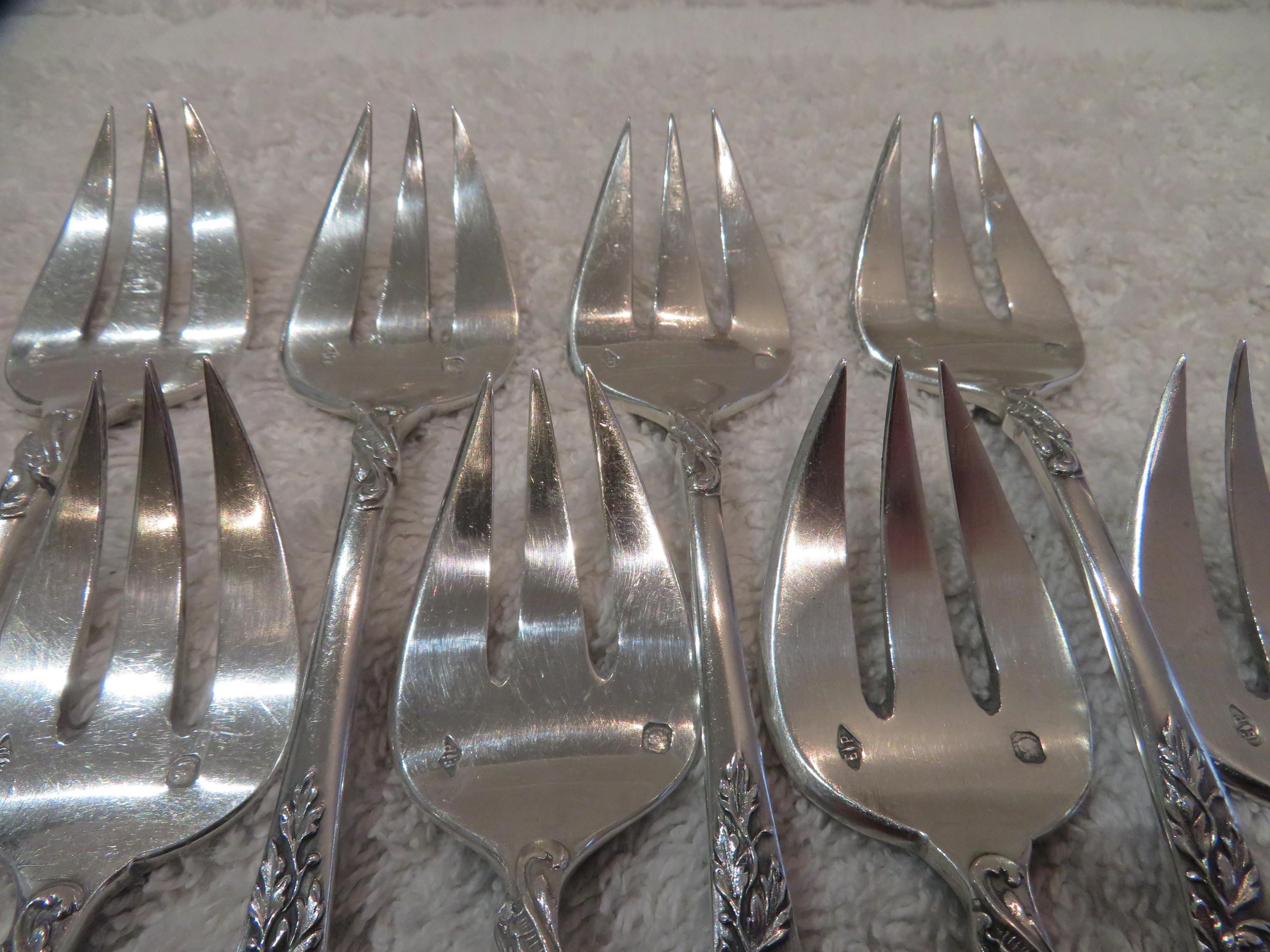 8 Oyster Forks 950 Silver Minerva Rococo Style Goldsmith E
