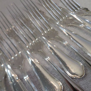 12 dessert forks silver metal model Contours goldsmith ATO 3 goldsmiths Vintage French silver-plated dessert forks 18.6cm