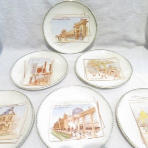 6 earthenware dessert plates Choisy le roi tea universal exhibition 1889 late 19th c French ceramic dessert plates d 20cm
