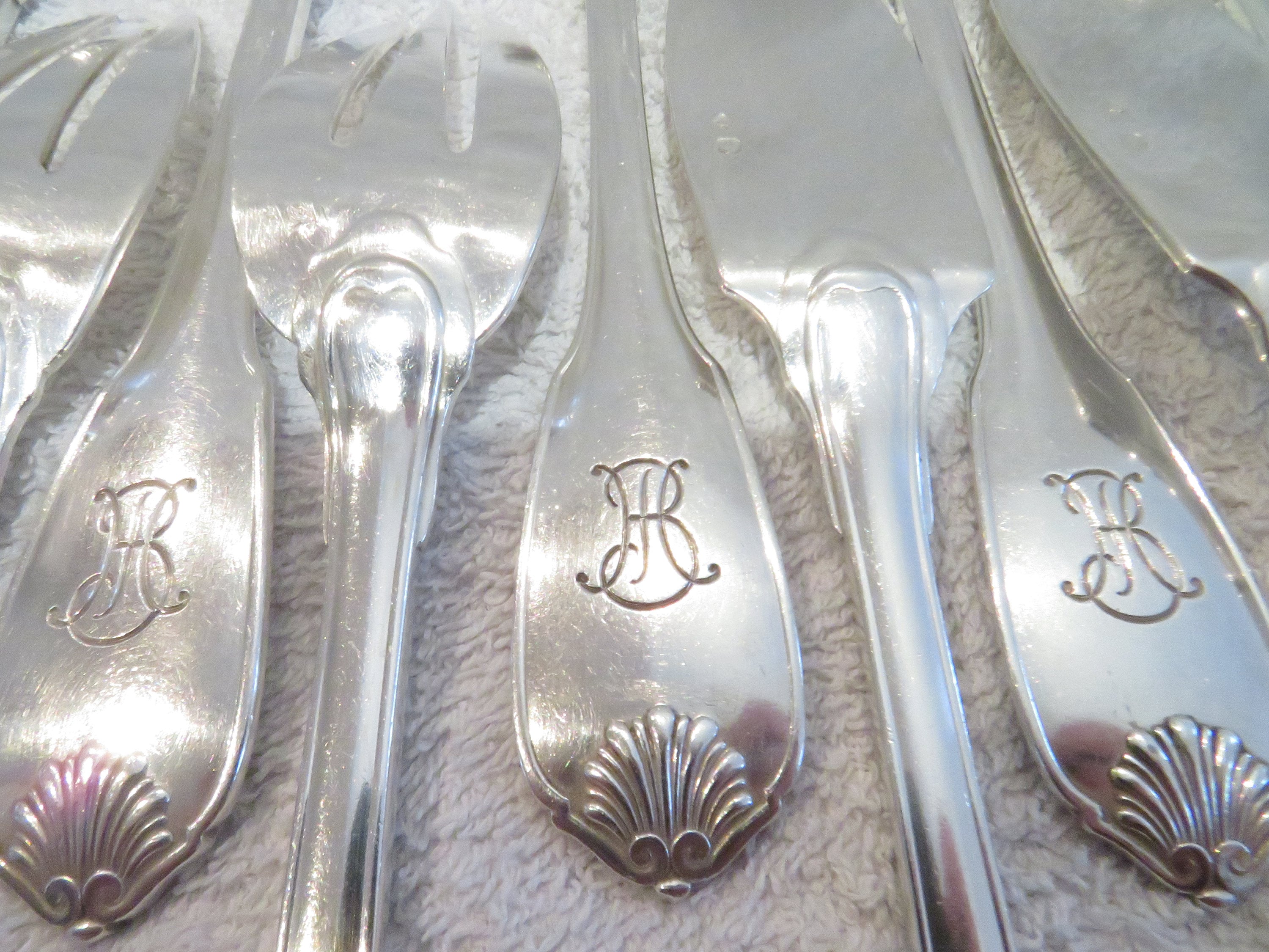 7 Couverts à Poisson Argent 950 Minerve Style Regence Décor