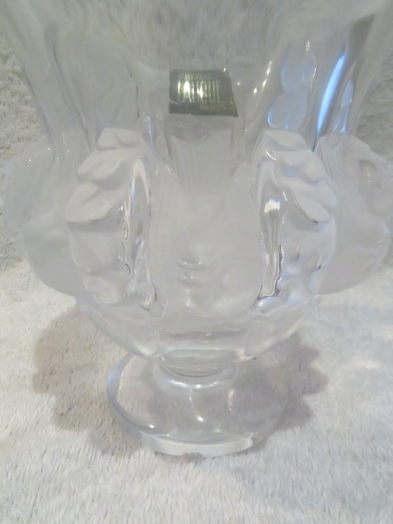 ラリッククリスタル花瓶スズメ装飾ダンピエールモデルヴィンテージ