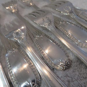 11 Silver Plated Dessert Forks Empire Style Goldsmith GG Vintage French Silver-Plated Dessert Forks 19cm