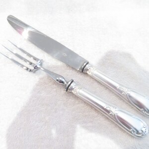 cutting service handle silver metal goldsmith F Frionnet model Varenne Louis XV Vintage french silver-plated carving set