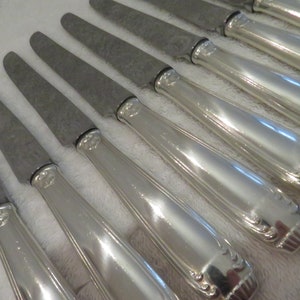 12 silver metal dessert knives LXIV regence goldsmith Boulenger French silver-plated dessert knives