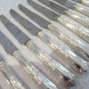 11 dessert knives handle silver metal style rocaille goldsmith EB French silver-plated dessert knives rococo st