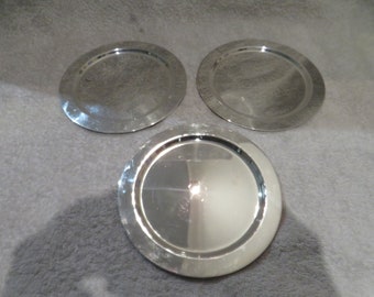 3 silver metal bread plates plain decor goldsmith Christofle Vintage French silver-plated bread plates d 15cm
