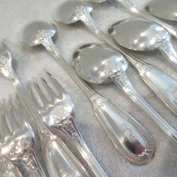 6 couverts de table argent 950 Minerve style Louis XIV décor godrons orfèvre M O A early 20th c French 950 silver 12p dinner cutlery set