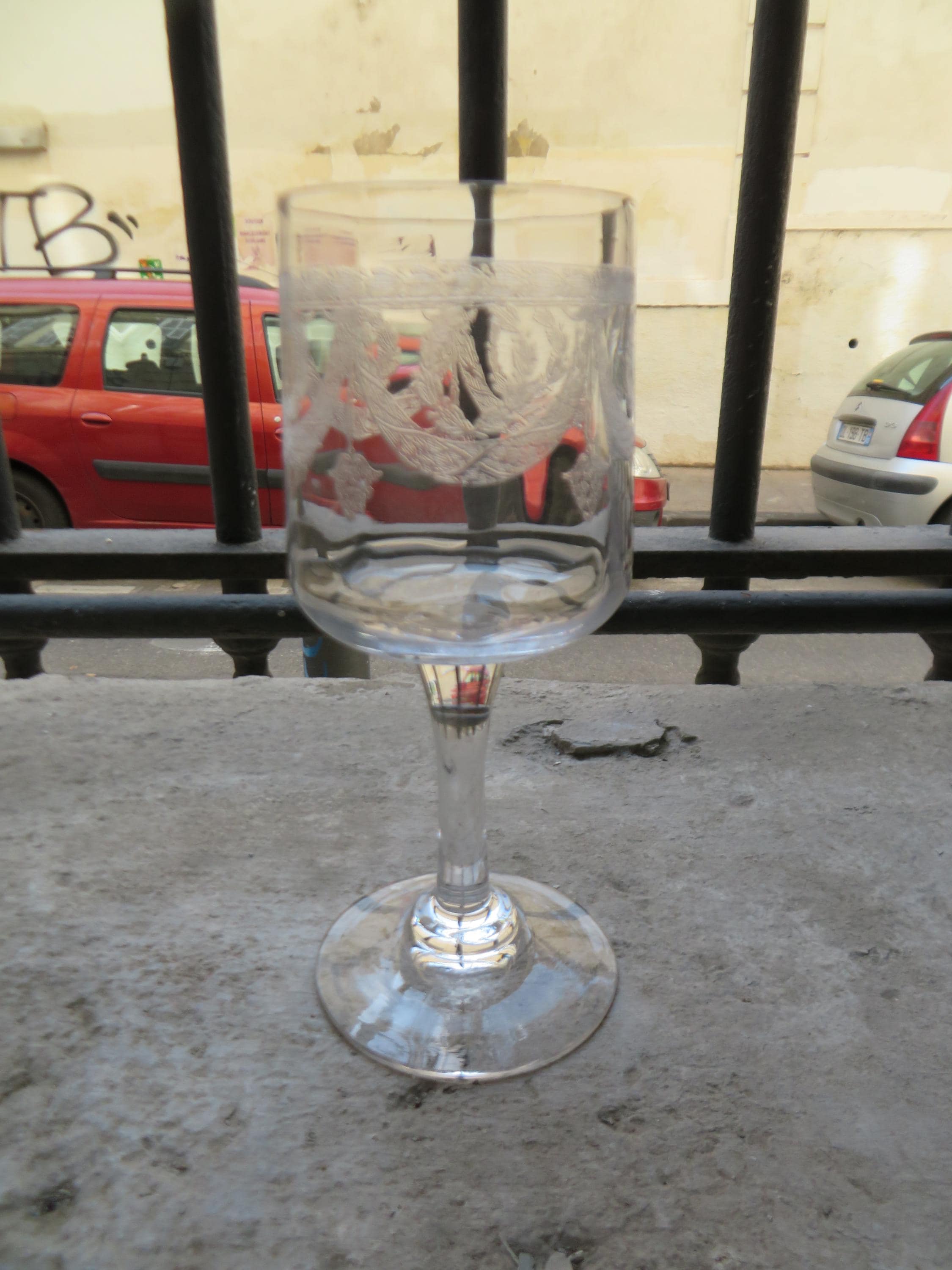 6 wine glasses 13cl Baccarat or St Louis crystal faceted decor French empire crystal wine glasses 14cm