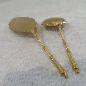 Small pie server small dessert ladle gold metal Russian goldsmith SFAM Russian handle Vintage French gold-plated pie server dessert ladle