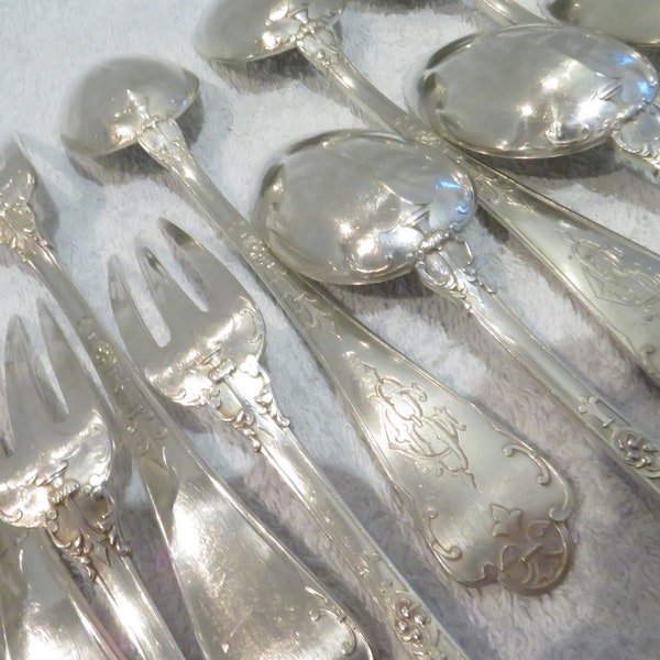 9 couverts de table argent 950 Minerve orfèvre E Puiforcat modèle Fer de Lance Gorgeous French 950 silver 18p dinner cutlery set