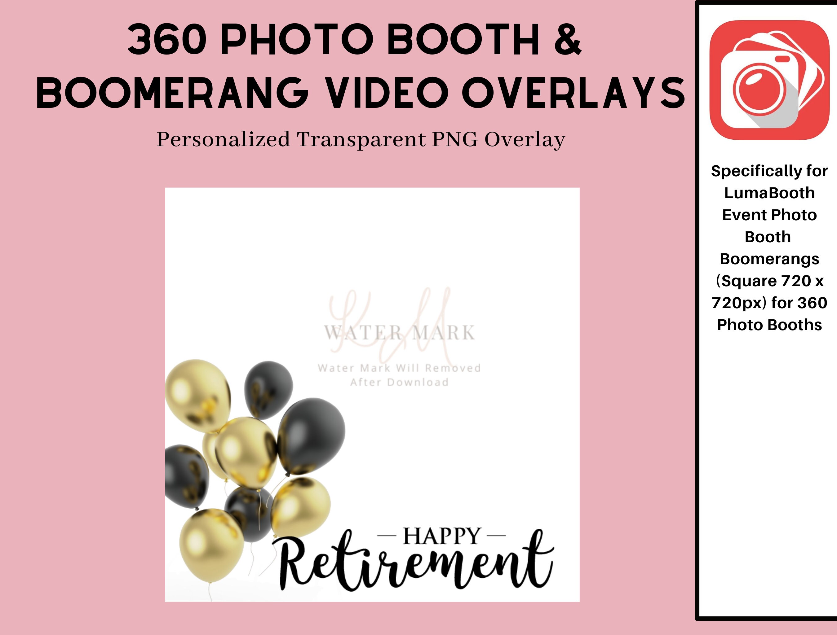 360 Photo Booth Overlays LumaBooth Template Retirement Etsy