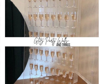 Lucite Champagner Wand mit Ständer (gebaut auf Bestellung)- fasst 48 Sektflöten - Champagner Bar - Champagner Glas Halter - Champagner Display