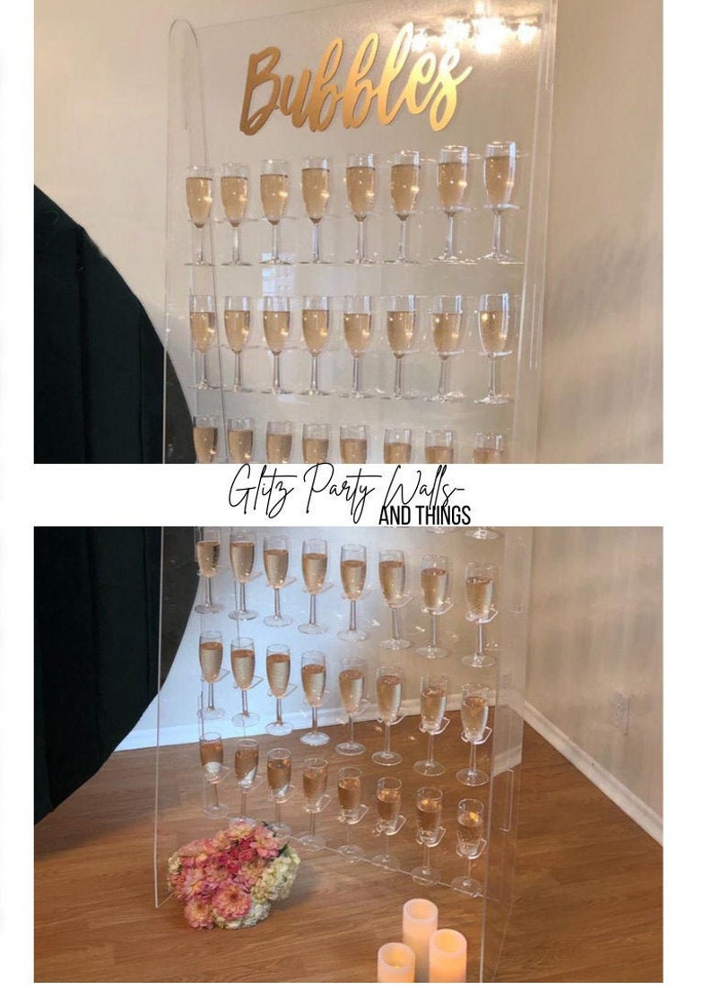 Lucite Champagne Wall With Stand built to Order Holds 48 Etsy