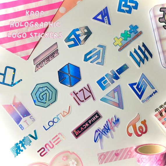 Kpop Pastel Holographic Logo Stickers Bts Ateez Got7 Etsy Australia