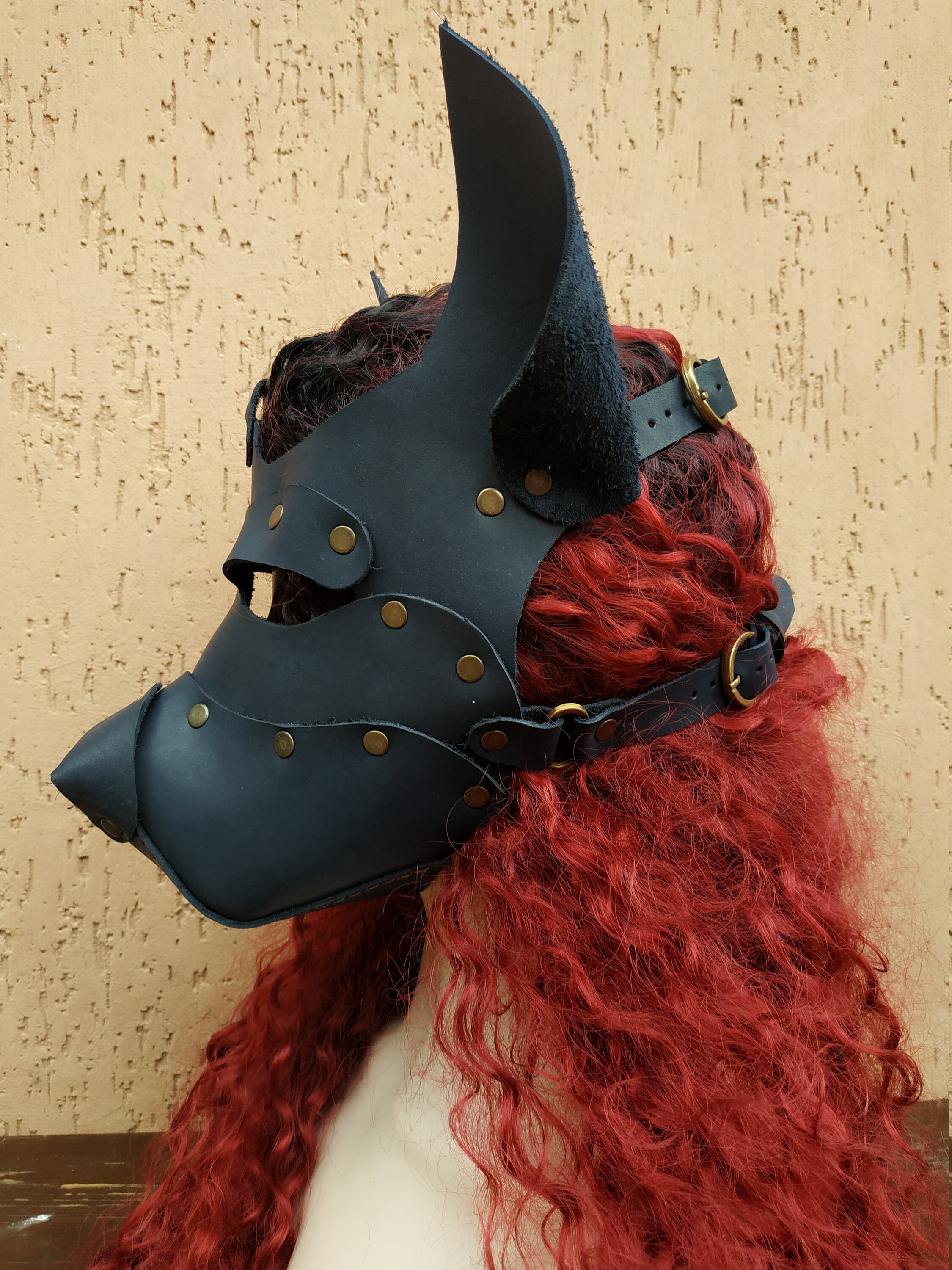 Leather Dog Mask Facemask Puppy Mask Pet Play Pup Hood Etsy