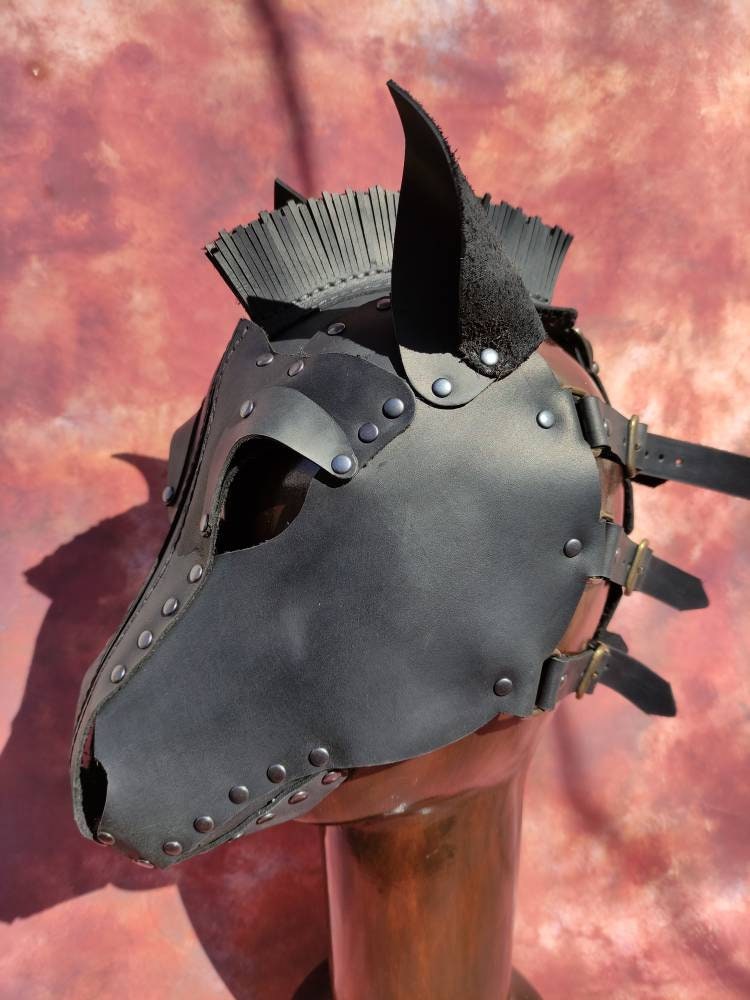 Fullfaced Leather Horse Mask Leather Horse Mask Genuine Etsy