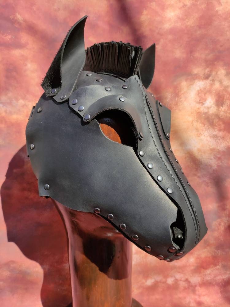 Fullfaced Leather Horse Mask Leather Horse Mask Genuine Etsy