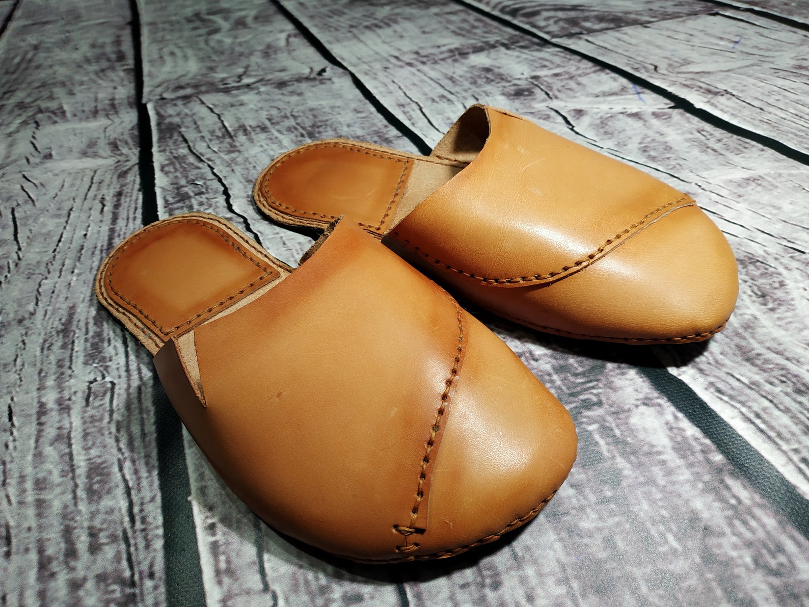 Handmade leather slippers for man Etsy