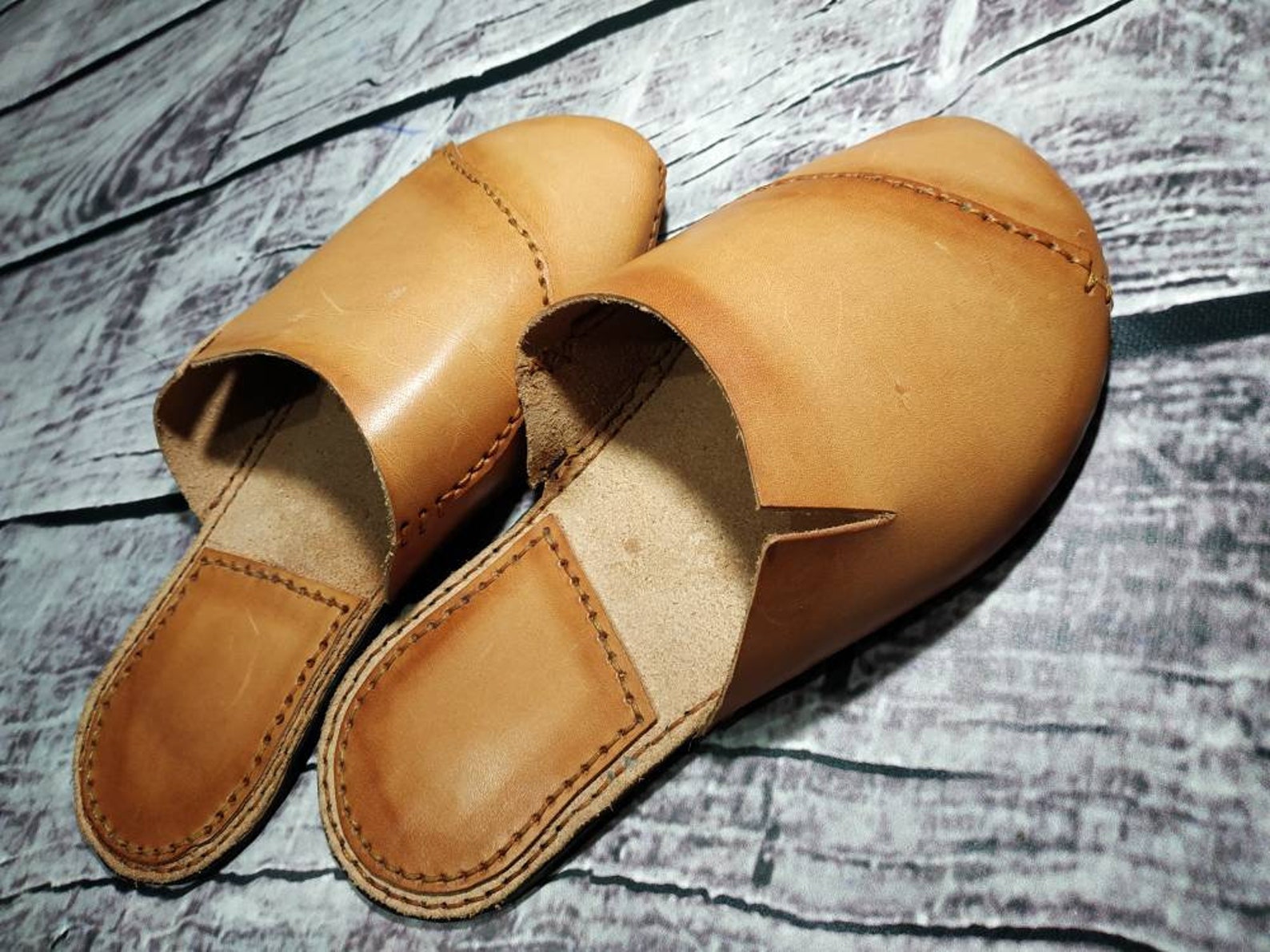 Handmade leather slippers for man Etsy