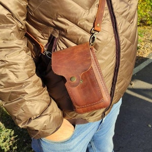 Sac ceinture en cuir marron, sac banane, sac bandoulière en cuir, sac à bandoulière, sac bandoulière en cuir, cuir au tannage végétal, sac banane