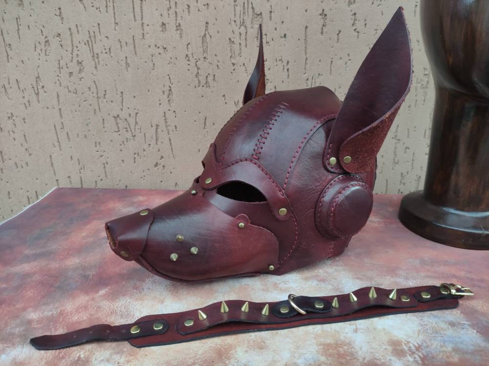 SET Leather Dog Mask and Collar Puppy Play Hood Petplay Etsy UK