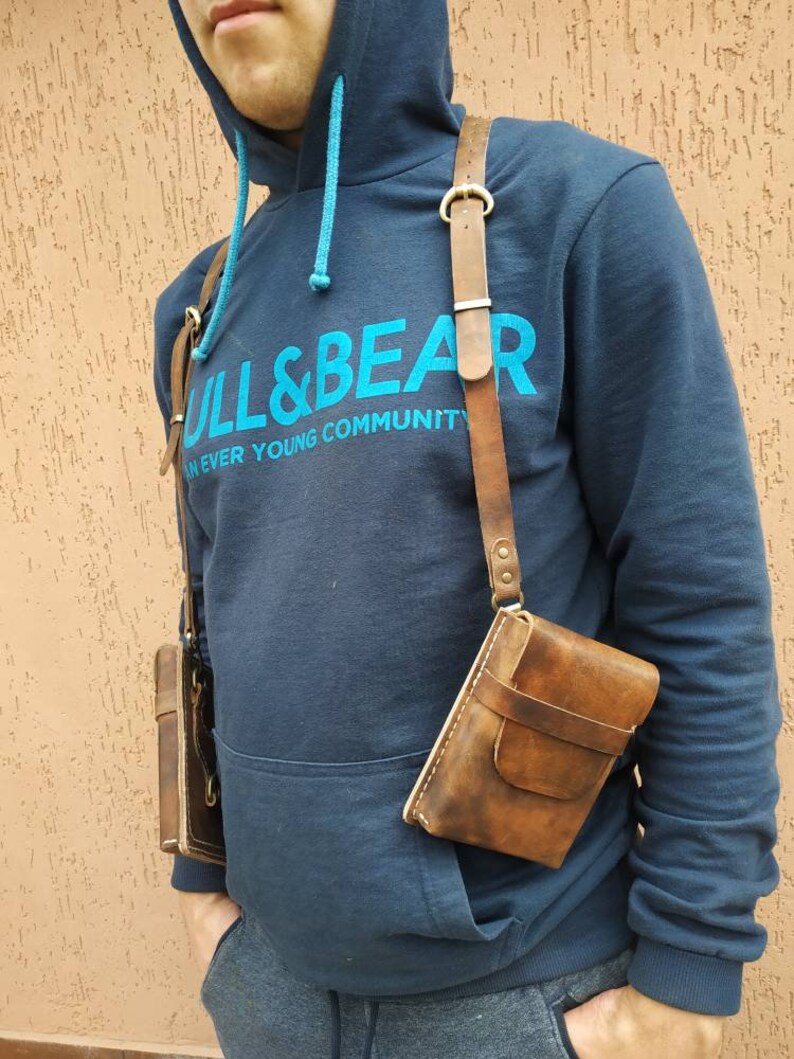 Phone Shoulder Holster iPhone Case Holder Leather Pockets Etsy