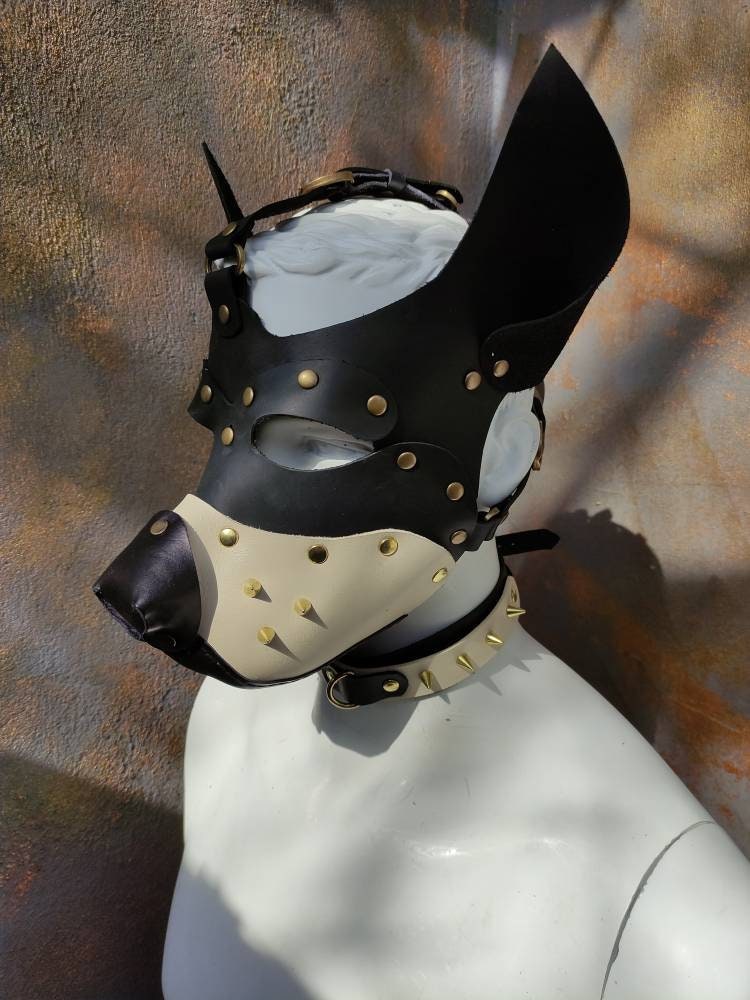 SET Leather Dog Mask and Collar Puppy Play Hood Petplay Etsy