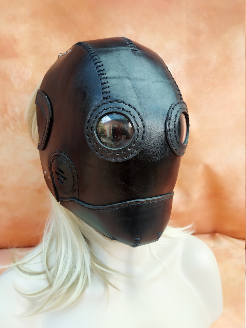Black Leather Bdsm Mask Facemask Sew Toy Mask Sex Etsy