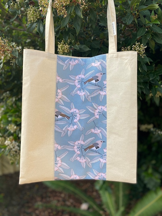 Calico tote bag with Jocelyn Proust panel.