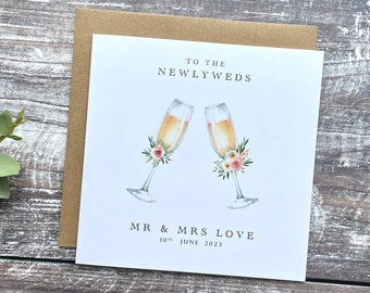 Personalised Wedding card, To the Newlyweds card with date, Congratulations on your wedding card, Just married card, Card for wedding