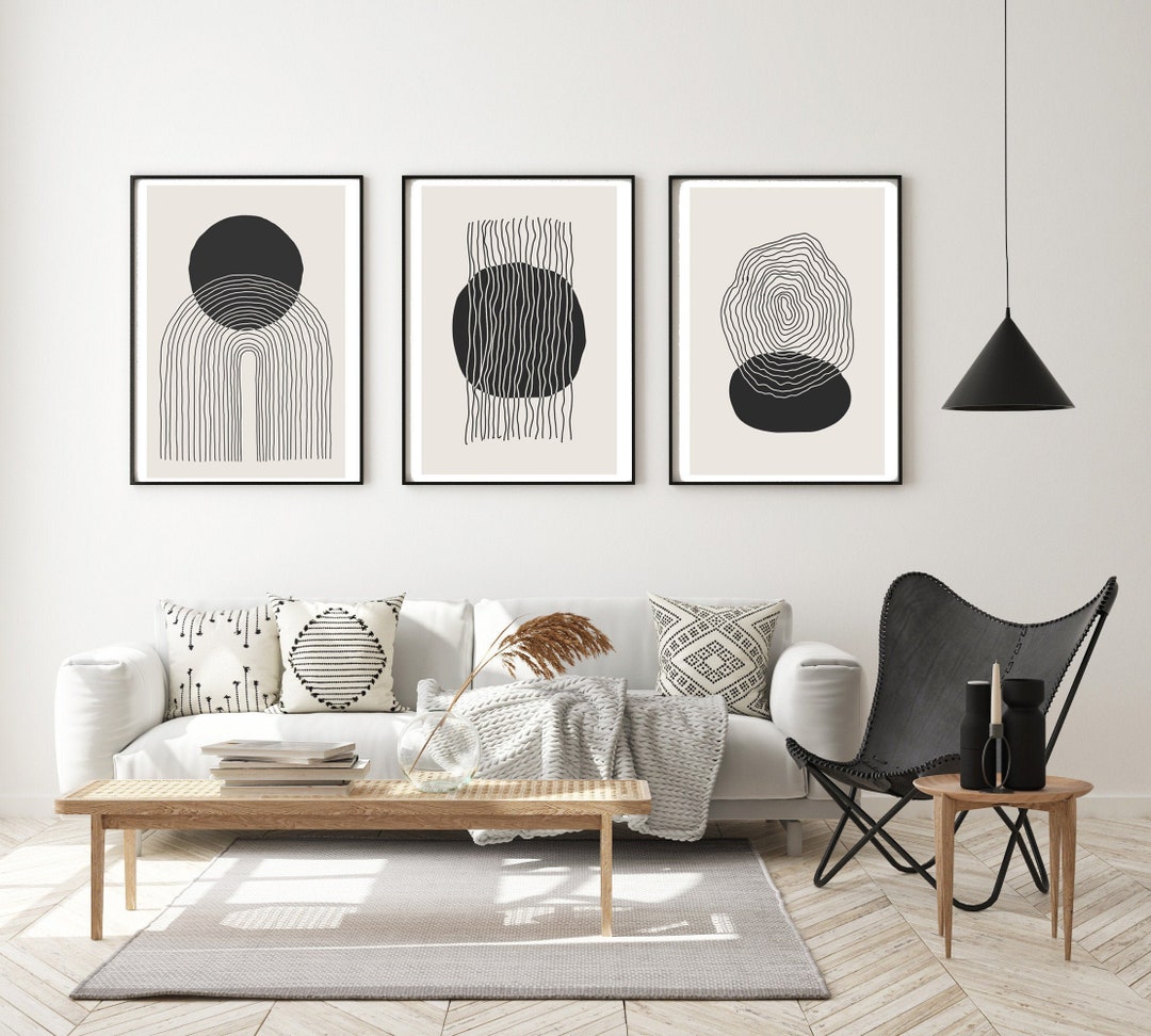Trio of Prints, Trio of Abstract Prints, Set of 3 Prints, Black and