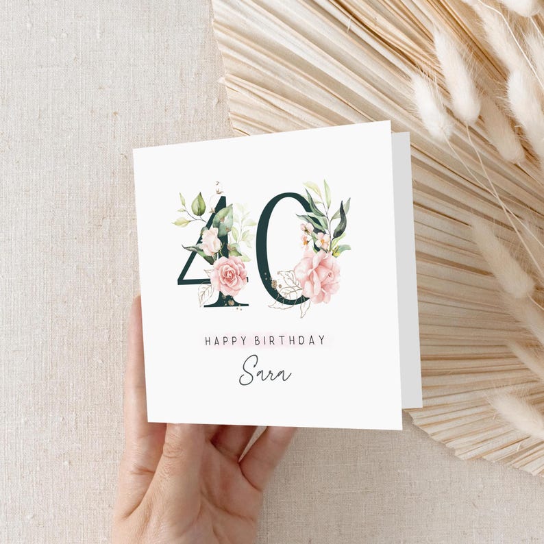 Personalised 40th Birthday Card • Womens 40 Card • Forty Card • Luxury Happy 40th Card for Her • Friends 40th Birthday Gift • Milestone card afbeelding 2